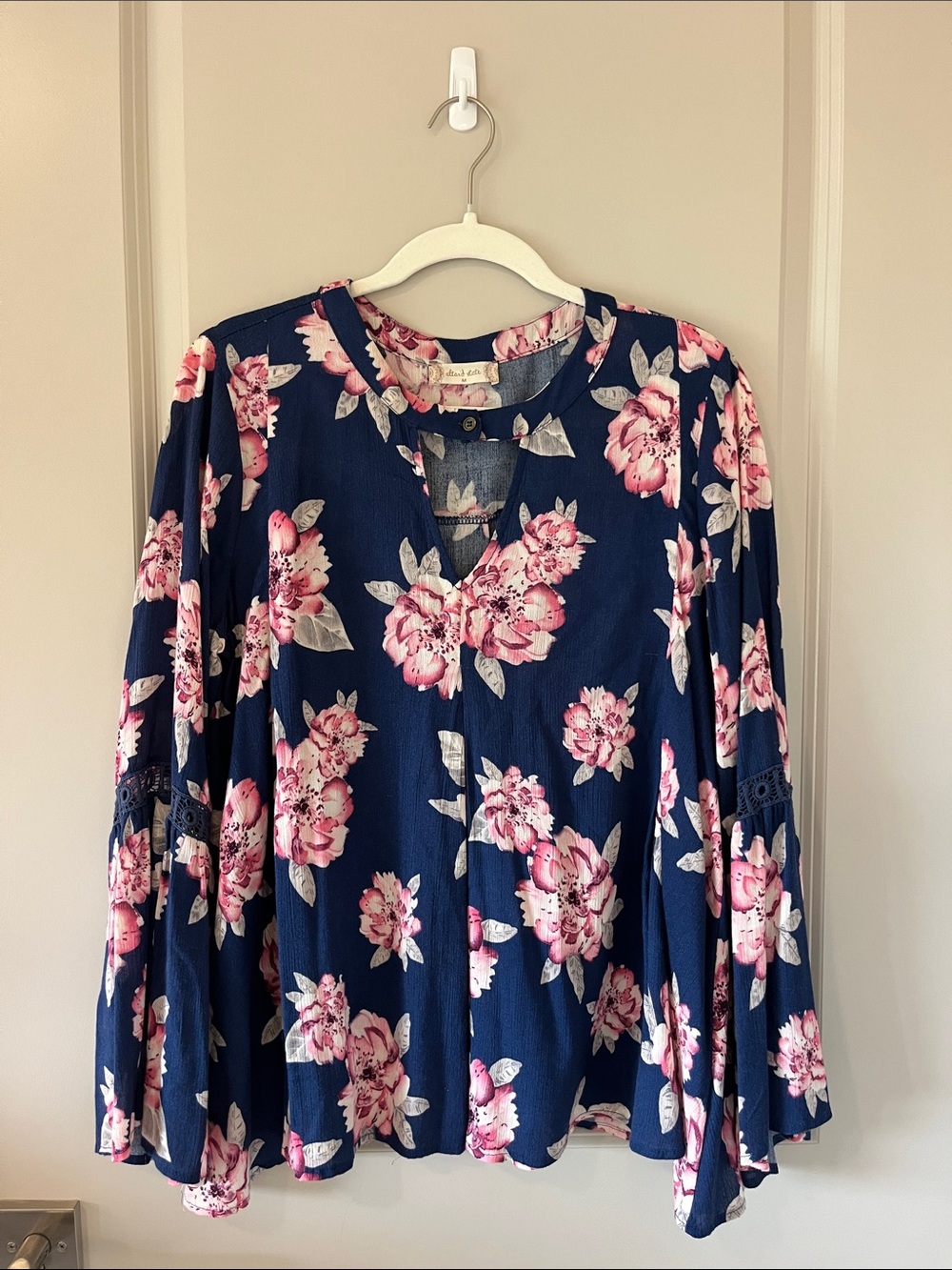 Altar'd State Navy Tunic with Pink Floral Print